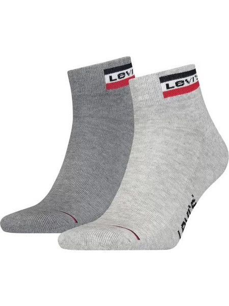 Levi's Ανδρικές Κάλτσες Κοντές Γκρι Ανθρακί 2Pack 37157