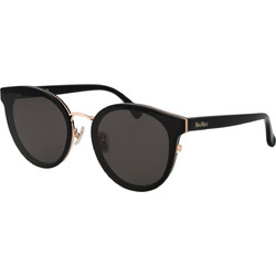 Max Mara MM0104-K 01A Γυναικεία Γυαλιά Ηλίου Στρογγυλά Κοκάλινα Μαύρα με Μαύρο Φακό