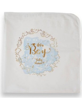 Bonjour Bebe Boy Baby Shower Πάνα Αγκαλιάς Χασέ Λευκή 75x75cm