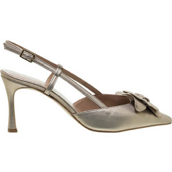 Mourtzi Γόβες Slingback Δερμάτινες με Λεπτό Ψηλό Τακούνι Χρυσές 75-71614
