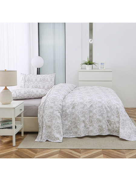 Liolios Home Σετ Σεντόνια Υπέρδιπλα Βαμβακοσατέν 245x270 Chantal Beige