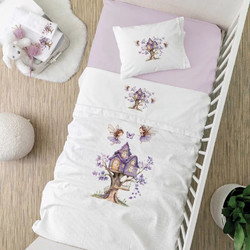 Borea Magic Garden Κουβέρτα Κούνιας Πικέ 110x140 Λευκή Λιλά