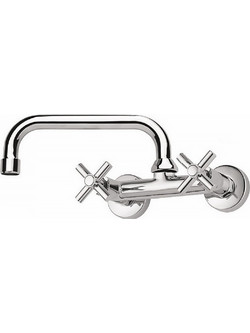 Interflex Rodos 072996 Μπαταρία Κουζίνας Τοίχου Διπλής Παροχής Inox