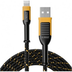DeWALT 1311359DWG Braided USB-A to Lightning Cable 1.2m Black Orange
