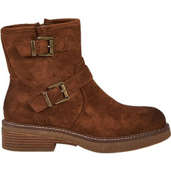Elenross Γυναικεία Μποτάκια Biker Suede Καφέ με Χοντρό Χαμηλό Τακούνι GS10040W-CAM