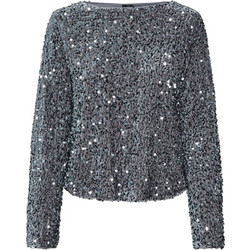 Vero Moda Γυναικείο Χειμερινό Crop Top με Παγιέτες Ανθρακί 10317045