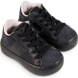 Babywalker Βαπτιστικά Sneakers για Αγόρι Δερμάτινα Ανατομικά Μαύρα Navy Μπλε BW4282
