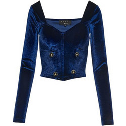 Lynne Γυναικείο Χειμερινό Crop Κορσές Βελούδινο Royal Blue 150-510061
