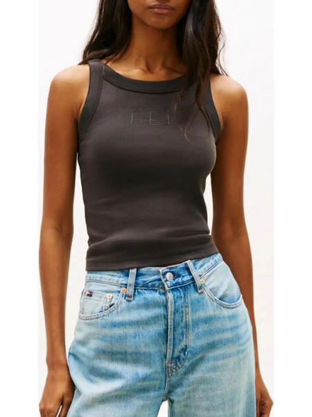 Tommy Jeans Γυναικείο Καλοκαιρινό Top Ριπ Μαύρο DW0DW22736-BDS