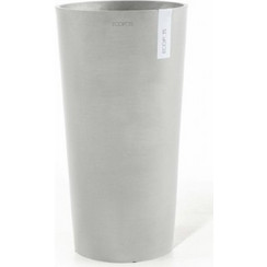 Ecopots Amsterdam Mid High 90 Γλάστρα Στρογγυλή Πλαστική Γκρι Λευκή 50x90cm 31693-4646