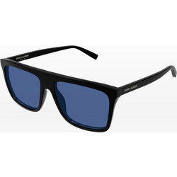 Saint Laurent SL904 002 Ανδρικά Γυαλιά Ηλίου Τετράγωνα Κοκάλινα Μαύρα με Μπλε Φακό