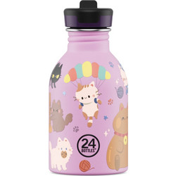 24Bottles Meow Friends Παιδικό Παγούρι Θερμός Ανοξείδωτο BPA Free με Καλαμάκι Ροζ 250ml