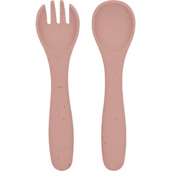 KikkaBoo Platinum Σετ Βρεφικό Πιρούνι & Κουτάλι Σιλικόνης 6m+ Blush 2τμχ