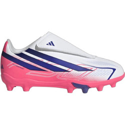Adidas F50 Hyperfast Club Velcro FG KK1345 Παιδικά Ποδοσφαιρικά Παπούτσια με Τάπες Λευκά Ροζ