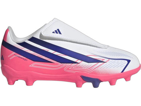 Adidas F50 Hyperfast Club Velcro FG KK1345 Παιδικά Ποδοσφαιρικά Παπούτσια με Τάπες Λευκά Ροζ
