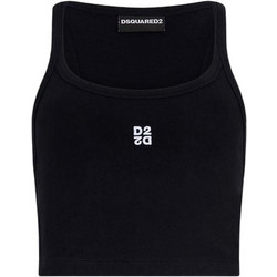 Dsquared2 Γυναικείο Καλοκαιρινό Crop Top Ριπ Μαύρο S75NL0053D20102-900