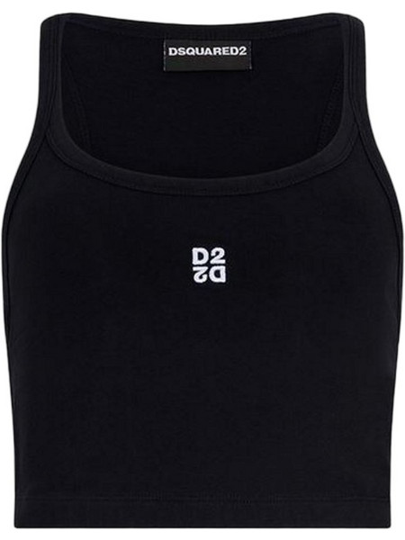Dsquared2 Γυναικείο Καλοκαιρινό Crop Top Ριπ Μαύρο S75NL0053D20102-900