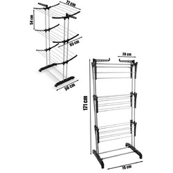 Stewe Home STE-036980-P36980 Πτυσσόμενη Κάθετη Απλώστρα Ρούχων Δαπέδου Αλουμινίου 72x65x171cm με Μήκος Απλώματος 20m