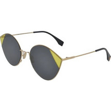 Fendi FF0341/S 2F7 Γυναικεία Γυαλιά Ηλίου Πολυγωνικά Μεταλλικά Χρυσά με Μαύρο Φακό