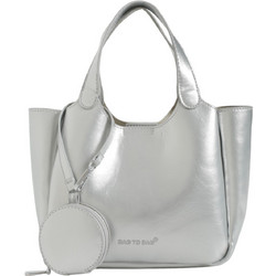 Bag to Bag Γυναικείο Τσαντάκι Χειρός από Δερματίνη Ασημί KX2509