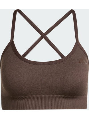 Adidas Workout Essentials Αθλητικό Μπουστάκι με Χαμηλή Στήριξη Σοκολατί KE5805