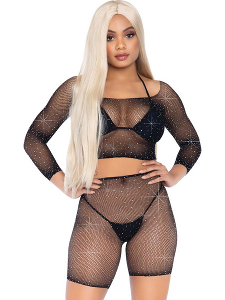 Leg Avenue Sexy Two Piece Set Διχτυωτό Μαύρο 714718548807