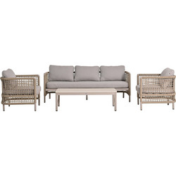 HomeMarkt Sondra Σετ Σαλόνι Κήπου Αλουμίνιο 4τμχ Καφέ Μπεζ HM6251.02