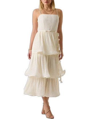 Guess Alessia Midi Καλοκαιρινό Φόρεμα για Γάμο / Βάπτιση Εκρού W6GKAGW2584-G1O6