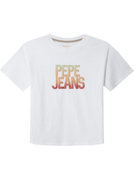 Pepe Jeans Παιδικό T-Shirt Κοντομάνικο Λευκό Πολύχρωμο PB5000089-800