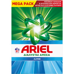 Ariel Alpine Σκόνη Πλυντηρίου 91 Μεζούρες 5.915kg