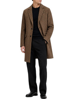 Jack & Jones Ανδρικό Παλτό Μακρύ Μάλλινο με Επένδυση Καφέ 12288145