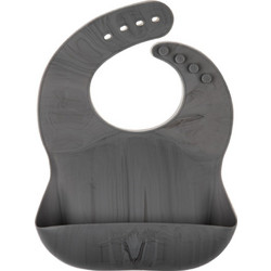 Eeveve Αδιάβροχη Σαλιάρα Σιλικόνης με Κουμπί & Τσέπη 6m+ Ανθρακί