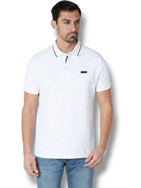 Frank Tailor Ανδρική Μπλούζα Polo Κοντομάνικη Λευκή FT833