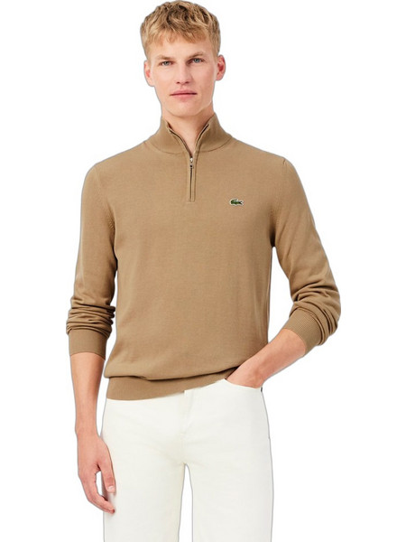 Lacoste Ανδρικό Πουλόβερ με Φερμουάρ Μπεζ 3AH1980-SIX