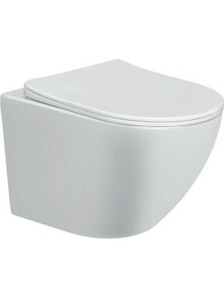 Tema Siamp Fi Λεκάνη Τουαλέτας Κρεμαστή Rimless χωρίς Καζανάκι με Κάλυμμα Slim Soft Close Λευκή FIT325W-SET