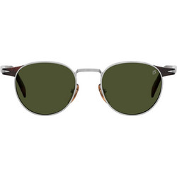 David Beckham DB1223/S 9CIQT Ανδρικά Γυαλιά Ηλίου Στρογγυλά Μεταλλικά Ασημί με Πράσινο Φακό