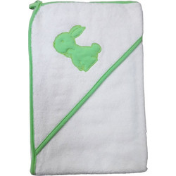 Beboulino Rabbit Βρεφικό Μπουρνούζι Κάπα Λευκό Lime 90x90cm