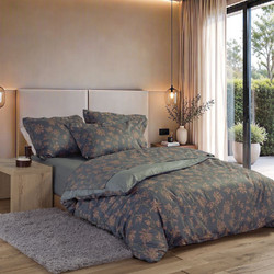 Nef-Nef Σετ Σεντόνια King Size Βαμβακοσατέν 270x280 Foxy Grey Blue