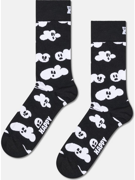 Happy Socks Cloudy Ghost Fleece Ανδρικές Κάλτσες Ψηλές με Σχέδια Μαύρες P006128