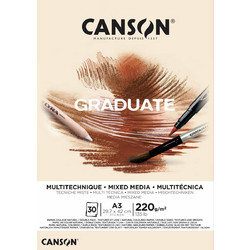 Canson Graduate Μπλοκ Σχεδίου A3 Mixed Media 220gr/m² 30 Κρεμ Φύλλα