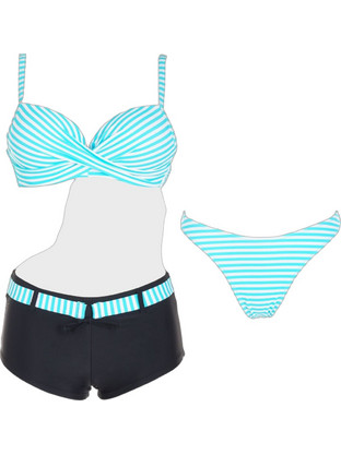 Gsecret Bikini Set Boxer Γαλάζιο Μαύρο SQ67888-38302