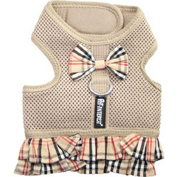 Pet Interest Plaid Mesh Skirt Σαμαράκι Σκύλου Γιλέκο Μπεζ Large