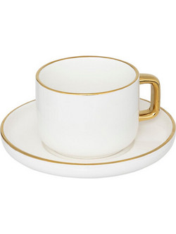 Mastershop Φλιτζάνι Espresso Cappuccino & Τσαγιού Πορσελάνης Λευκό Χρυσό 250ml 25CL15