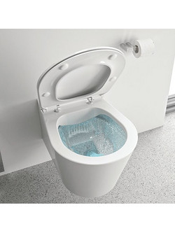 Kolossos Sanitara Glam Λεκάνη Τουαλέτας Κρεμαστή Rimless χωρίς Καζανάκι με Κάλυμμα Slim Λευκή 266212R-266223