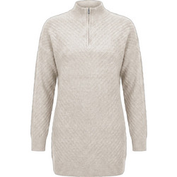 Funky Buddha Mini Καθημερινό Φόρεμα Πλεκτό Εκρού FBL014-102-13