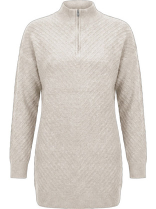 Funky Buddha Mini Καθημερινό Φόρεμα Πλεκτό Εκρού FBL014-102-13