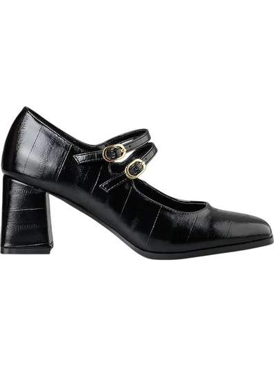 Envie Shoes Γόβες με Χοντρό Τακούνι & Μπαρέτα Μαύρες E84-24367