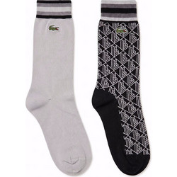 Lacoste Ανδρικές Κάλτσες Ψηλές με Σχέδια Μαύρες Γκρι 2Pack RA9244-WQX
