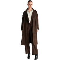 Ale Γυναικεία Καπαρντίνα Suede Μακριά Σοκολατί 8923893