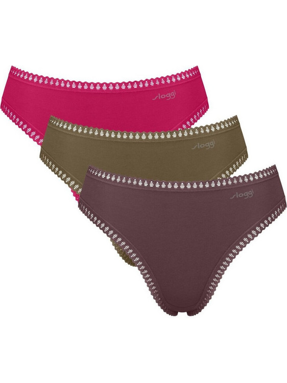 Sloggi Go Crush Βαμβακερά Γυναικεία Slip με Δαντέλα 3Pack 10219663